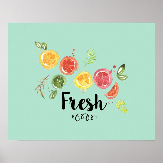 Frisch - Zitrusfrüchte im Wasser Poster (Vorne)