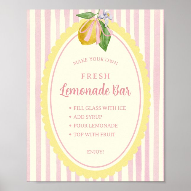 Frisch zubereitetes Limonaden-Bar-Menü Poster (Vorne)