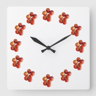 Frischäpfel- und Tomaten-Wanduhr Quadratische Wanduhr