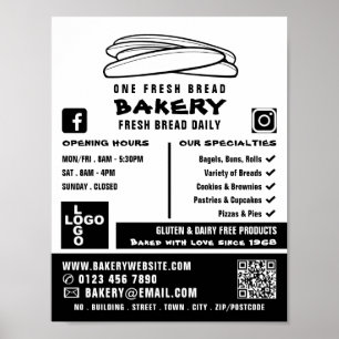 Frischbaguettes, Bäcker, Bäckerei Store Werbung Poster