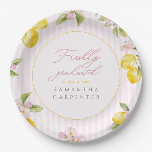 Frische Absolventin rosa Blumen Abi-Party Pappteller
