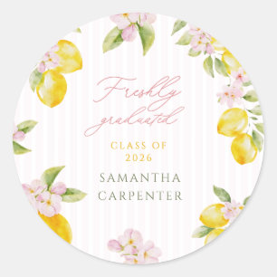 Frische Absolventin rosa Blumen Abi-Party Runder Aufkleber