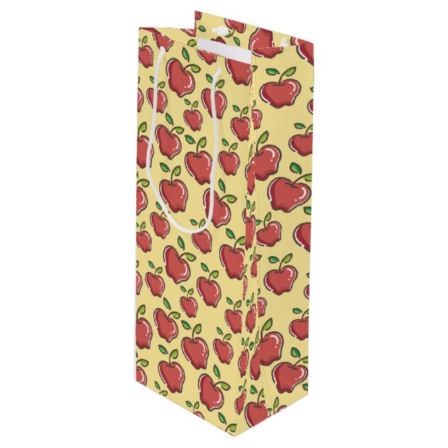 Frische Äpfel Geschenktasche Geschenktüte Für Weinflaschen (Vorderseite Schrägansicht)