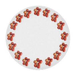 Frische Äpfel und Tomaten Runde Glas Schneidebrett
