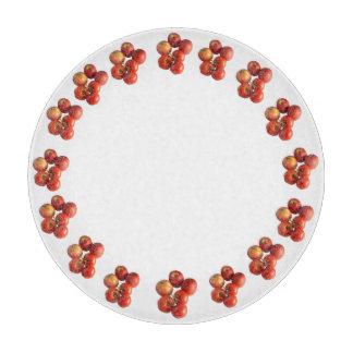 Frische Äpfel und Tomaten Runde Glas Schneidebrett