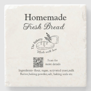 Frische Bäckerei füge Name Zutaten Q r Code hinzu Steinuntersetzer