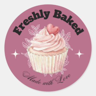 Frische Bäckerei-Mauve-Cupcake-Aufkleber Runder Aufkleber