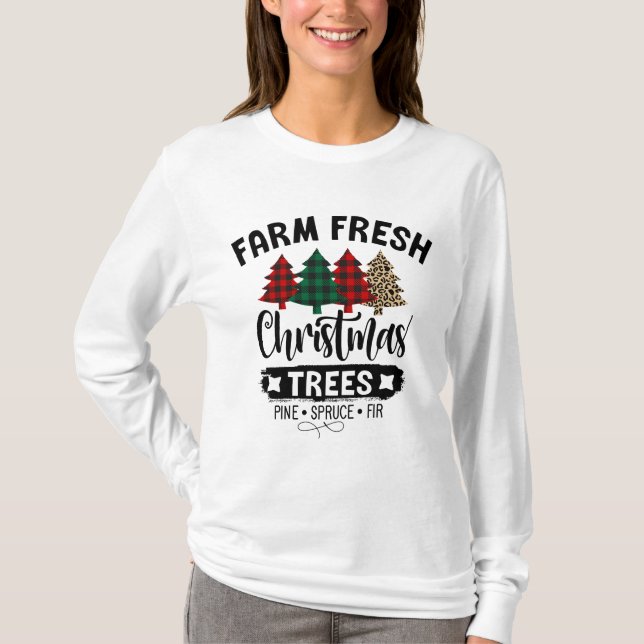 Frische Baumschilder, chirstmas Baum kariertes Shi T-Shirt (Vorderseite)