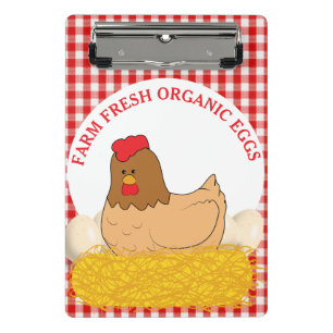 Frische Bio Hühnerhennen auf Eiern Mini Klemmbrett