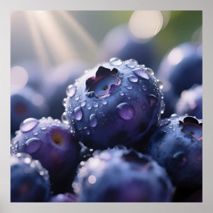 Frische Blaubeeren Nahaufnahme Poster