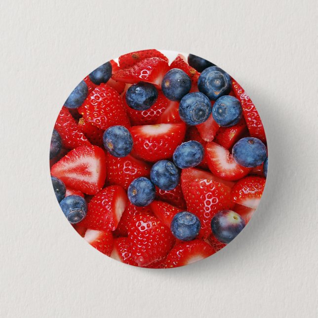 Frische Blaubeeren und Erdbeeren Button (Vorderseite)