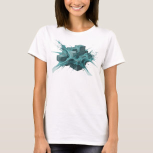 Frische Blaue Abstrakte Würfel Statement Design T-Shirt