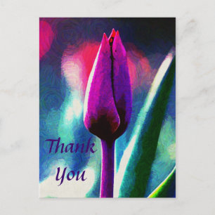 Frische blühende violette Tulpe Dankeschön-Postkar Postkarte