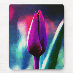 Frische blühende violette Tulpen-Impressionist-Mau Mousepad