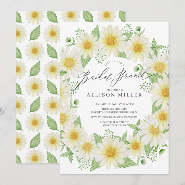 Frische Blumen Bridal Brunch Einladung (Vorne/Hinten)