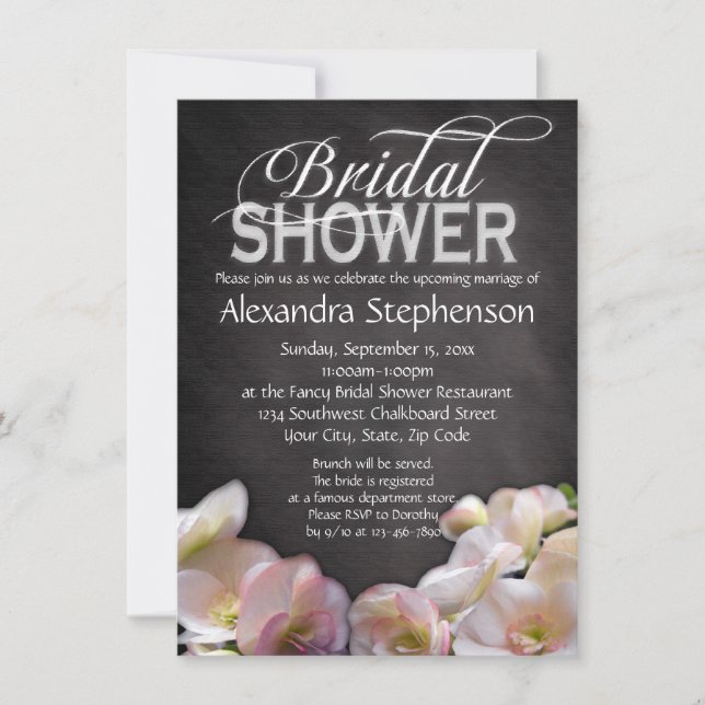 Frische Blumen- & Chalkboard Bridal Dusche Einladu Einladung (Vorderseite)