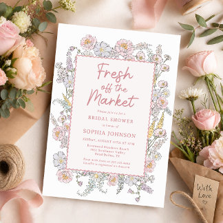 Frische Blumen-Hochzeitsdusche vom Markt Einladung