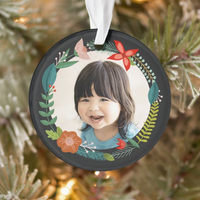 Frische Blumenzucht und Personalisiertes Foto Ornament (Baum)
