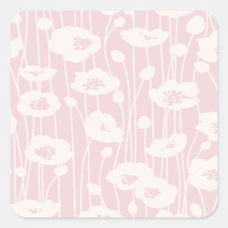 Frische Blüten | Neutral - Rosablass Quadratischer Aufkleber