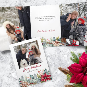 Frische bunt Weihnachten Poinsettias Familie Foto Dreifach Gefaltete Karte