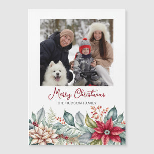 Frische bunt Weihnachten Poinsettias Familie Foto Magnetkarte