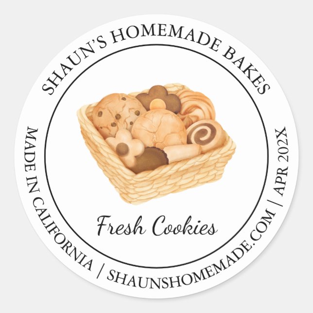 Frische Cookies Backen Modernes Etikett Runder Aufkleber (Vorderseite)