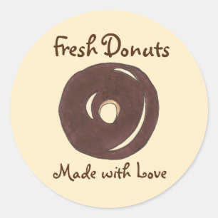 Frische Donuts aus Liebe Backbutt Runder Aufkleber
