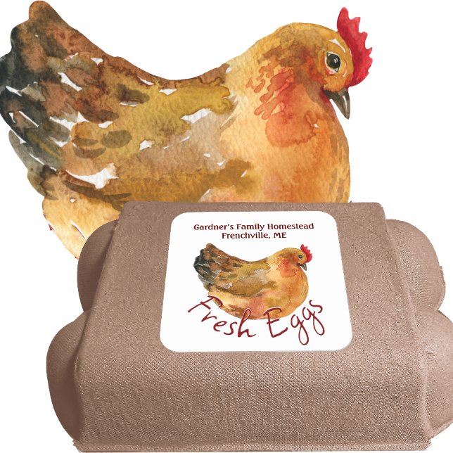 FRISCHE EIER-Aufkleber mit Aquarellfarben Quadratischer Aufkleber (Von Creator hochgeladen)