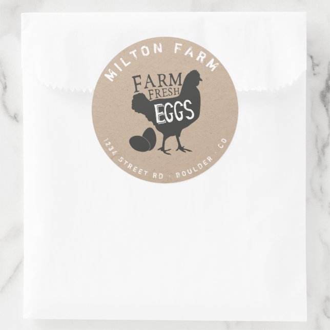 Frische Eier Bauernhof Kraft Runder Aufkleber (Tasche)