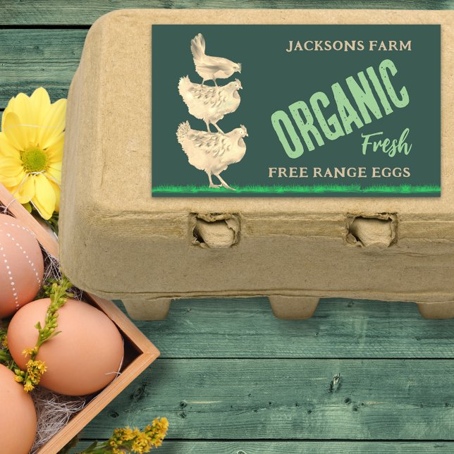 Frische Eier Bio Freilandhühner Rechteckiger Aufkleber (Organic fresh free range chicken egg box stickers personalized small business name)