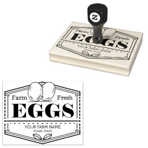 Frische Eier Eierkarton - Briefmarke Gummistempel