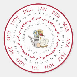 Frische Eier Kleinbetriebe Eierkarton Datum Runder Aufkleber