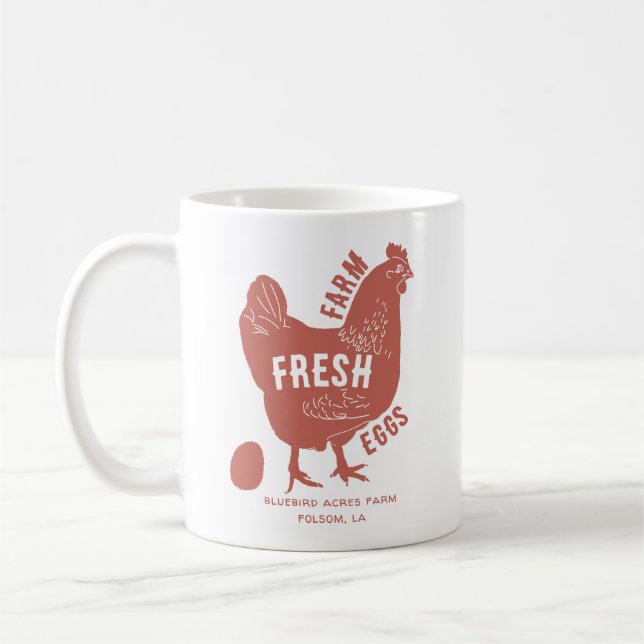 Frische Eier mit Firmenname Kaffeetasse (Links)