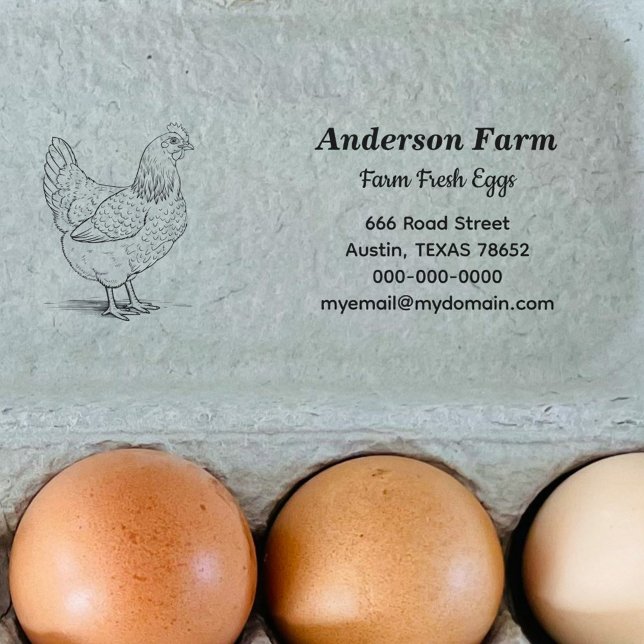 Frische Eier Rücksendeadresse mit Hen Permastempel (Farm Fresh Eggs Return Address Self-inking Stamp)