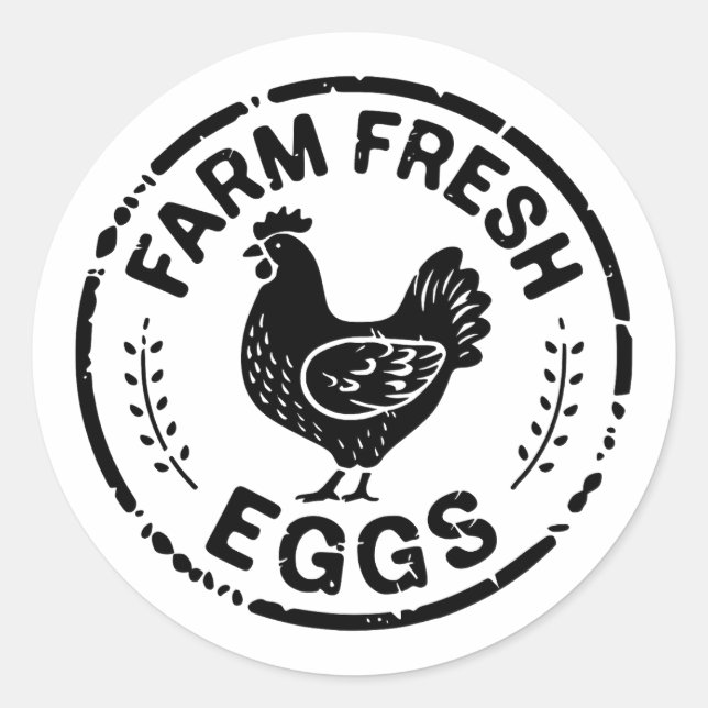 Frische Eier Rustikale Hühneraufkleber Runder Aufkleber (Vorderseite)