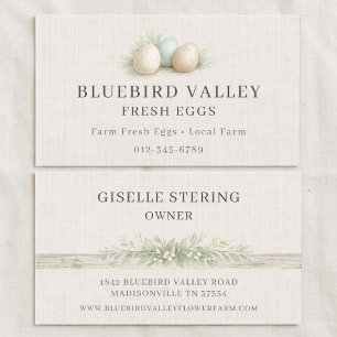 Frische Eier Shabby Chic Farmhaus Leinen Visitenkarte
