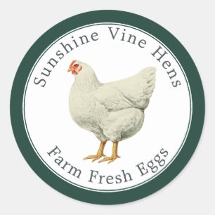 Frische Eier Vintag Hen Egg Karton Dunkelgrün Runder Aufkleber