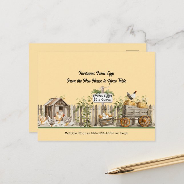 Frische Eier - vom Hennenhaus bis zum Tisch Postkarte (Vorderseite/Rückseite Beispiel)
