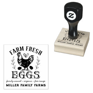 Frische Eier von der Familienhühnerfarm - Individu Gummistempel