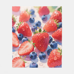 Frische Erdbeer Blaubeer Explosion Fleecedecke