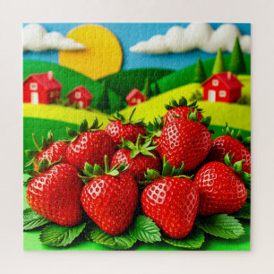 Frische Erdbeeren auf einem grünen Feld