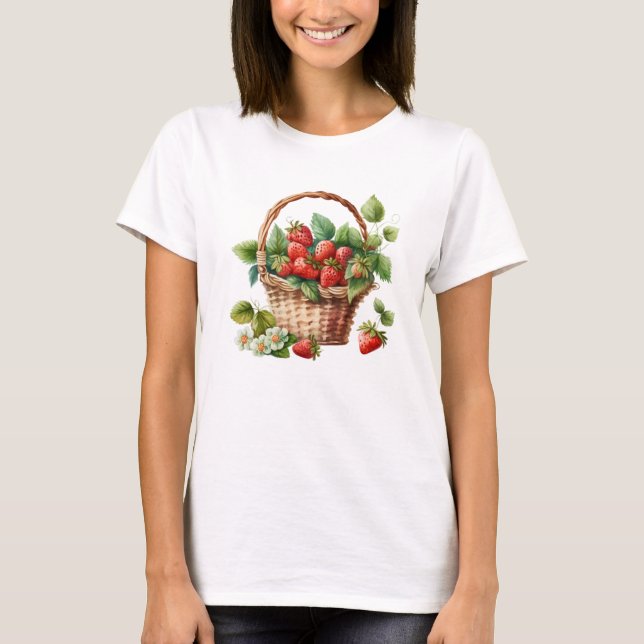 Frische Erdbeeren in einem Korb T-Shirt (Vorderseite)