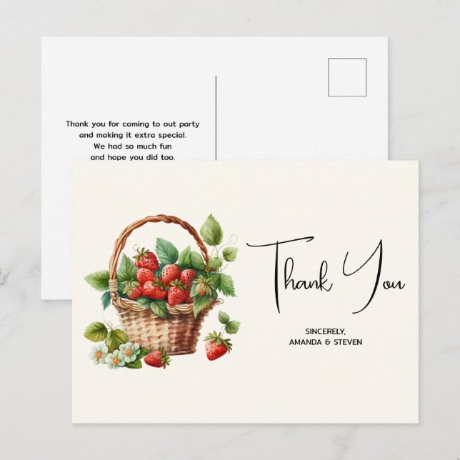Frische Erdbeeren in einem Korb von Wicker Vielen  Postkarte (Vorne/Hinten)