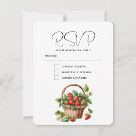 Frische Erdbeeren in einer Wicker Basket-Hochzeit RSVP Karte