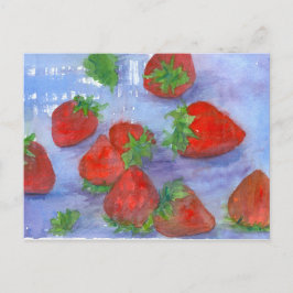 Frische Erdbeeren Wasserfarben Fruchtanstriche Postkarte