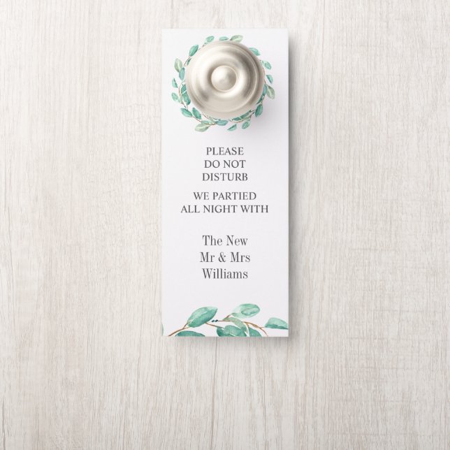 Frische Eucalytpus Elegante Hochzeit stört nicht Türanhänger (Auf Knauf)