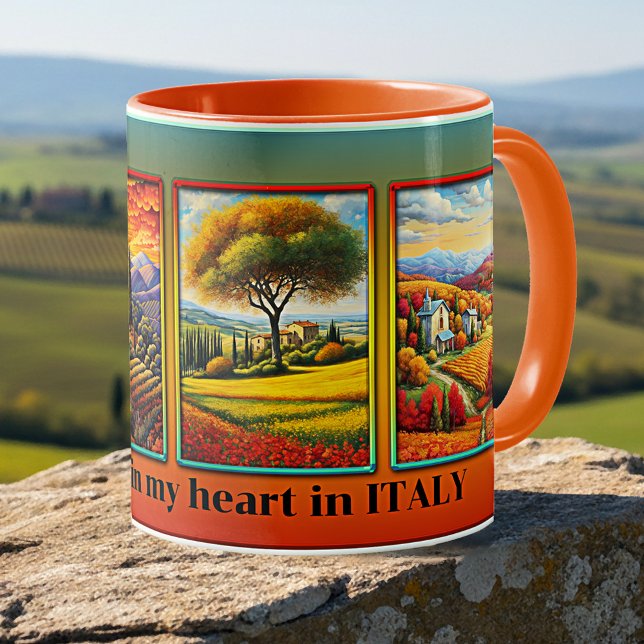 Frische Farben Kunst Italienisch Kaffeetasse (Mug featuring paintings of Italy (or your custom illustrations or photos) on a colorful background)