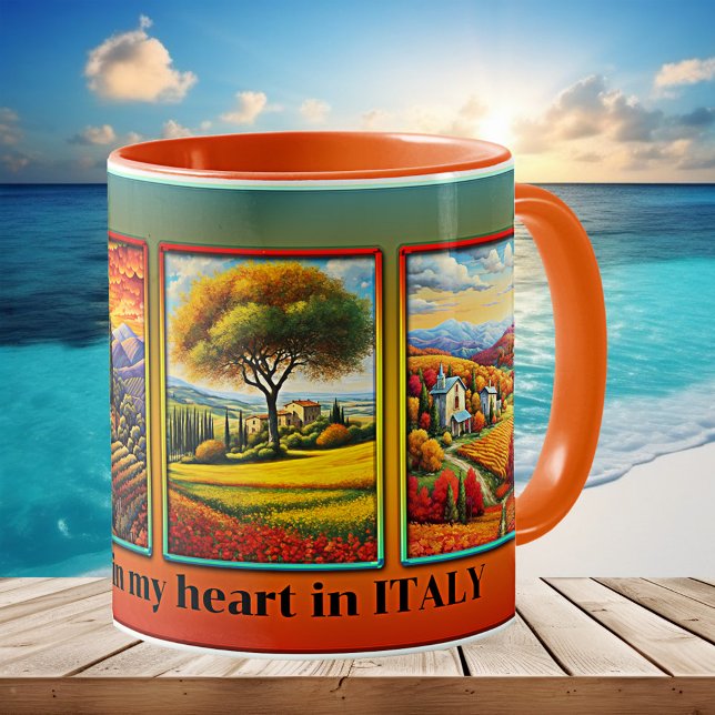 Frische Farben Kunst Italienisch Kaffeetasse (Mug featuring paintings of Italy (or your custom illustrations or photos) on a colorful background)