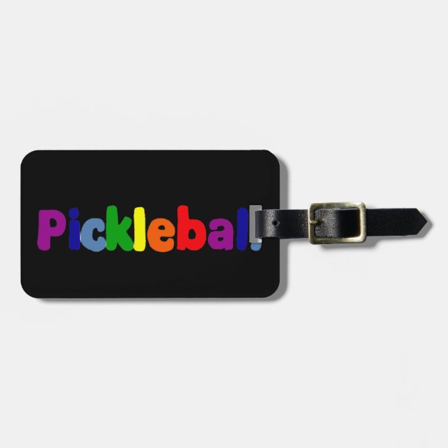 Frische Farbige Pickleball Briefe Kunst Gepäckanhänger (Vorderseite horizontal)