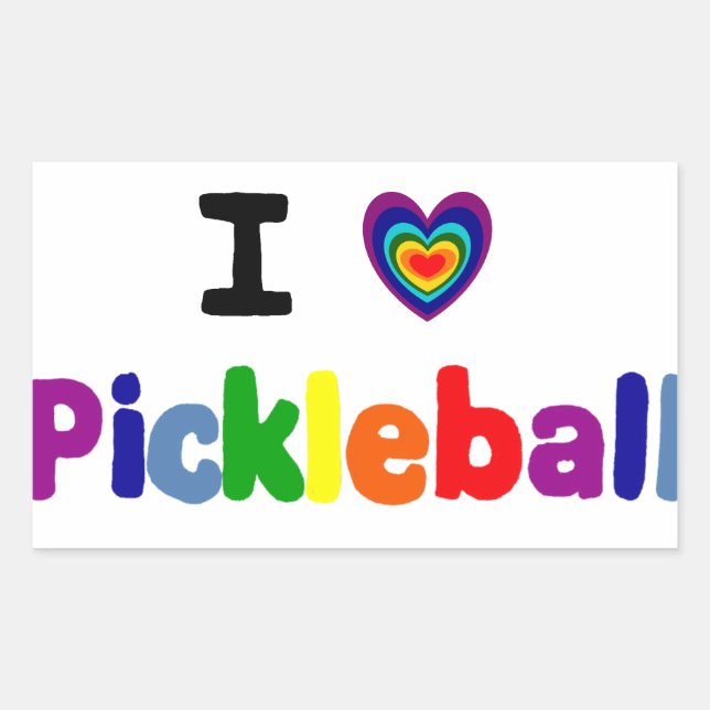 Frische Farbige Pickleball Briefe Kunst Rechteckiger Aufkleber (Vorderseite)